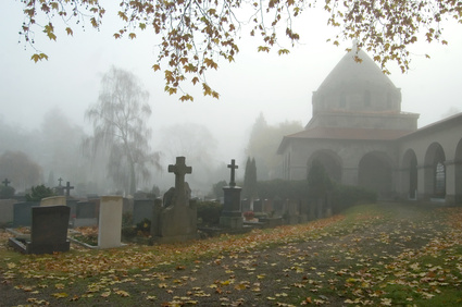 Duisburger Friedhof im Nebel